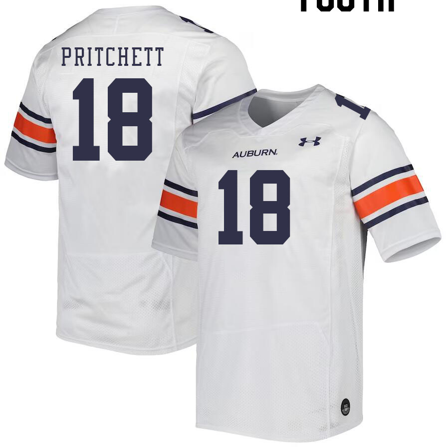 Youth #18 Nehemiah Pritchett Auburn Tigers College Football Jerseys Stitched-White